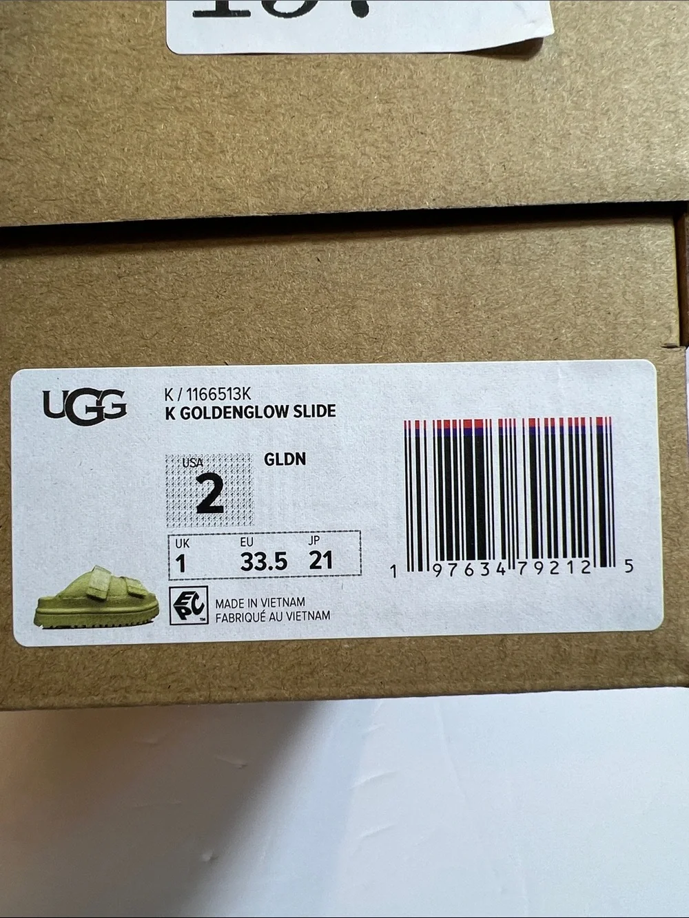 UGG Kids‎ Goldenglow Slide GLDN Yellow Platform Sandals Size 2 Youth New in Box